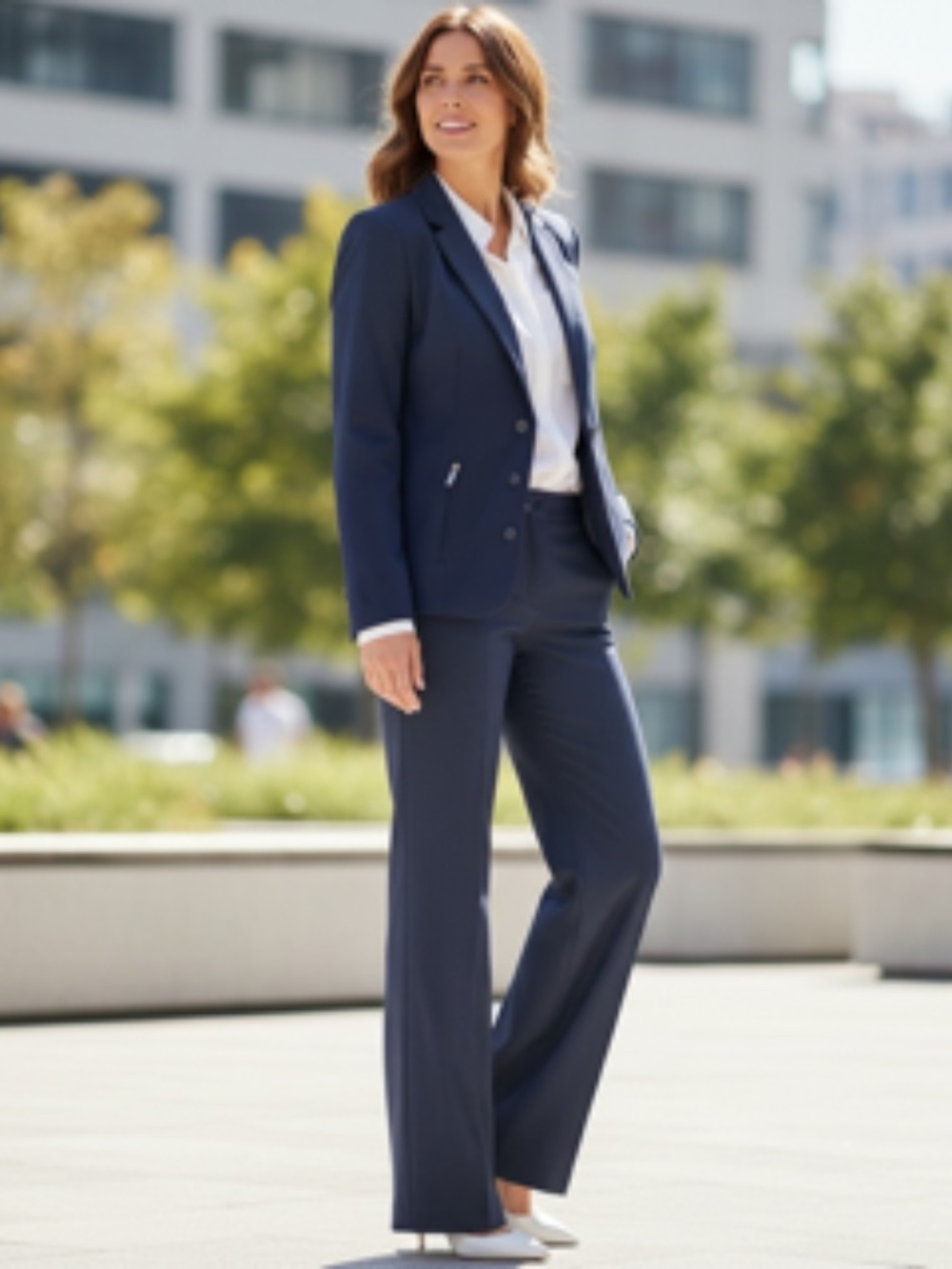 NWT Jessica McClintock 2-pc Tailored Pantsuit Fitted Blazer Wide Leg Pant Sz 10